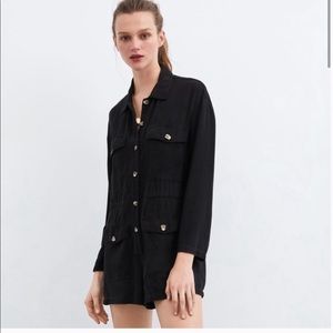 ZARA UTILITY LONGSLEEVE ROMPER; XS/S